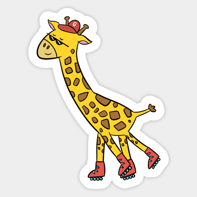 Rollerskater Giraffe Sticker by michudesigns